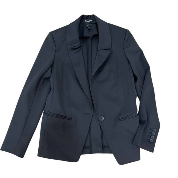 Express Supersoft Double Knit Blazer Women's XS Black Long Sleeve Formal Busines - Picture 1 of 6